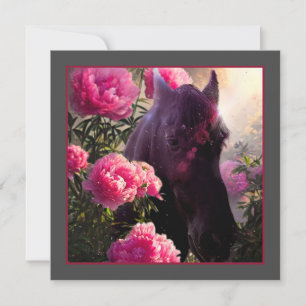 Festiva Caballo Friesiano de Belleza Negra - Tarjeta de sa
