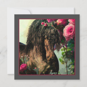 Festiva Caballo Friesiano de Belleza Negra - Tarjeta de sa