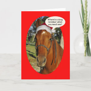 Festiva Caballo gracioso en una tarjeta de saludo de Navid