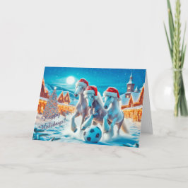 Festiva Caballos con tarjeta de Navidades de fútbol de San