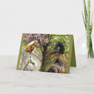 Festiva Caballos de la tarjeta de felicitación del día de
