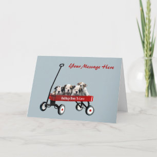 Festiva Cachorros De bulldog En Tarjeta De Saludo De Wagon