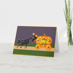 Festiva Calabaza Carruaje Sleepy Hollow Tarjeta de Hallowe