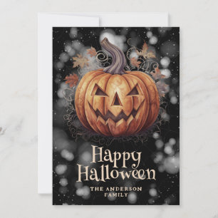 Festiva Calabaza espeluznante del otoño deja una tarjeta f
