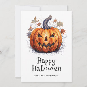 Festiva Calabaza espeluznante del otoño deja una tarjeta f