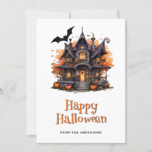 Festiva Calabazas de la casa embrujadas Tarjeta de Hallowe