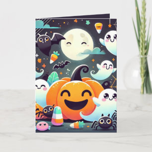 Festiva Calabazas Fantasmas Lindas Tarjeta de Cumpleaños d