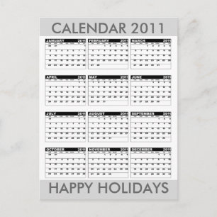Festiva Calendario 2011 Felices vacaciones gris postal