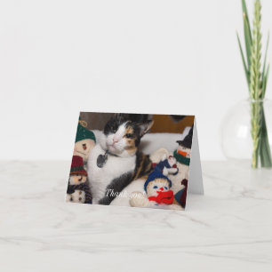 Festiva Calico Y Snowmen Gracias Tarjeta