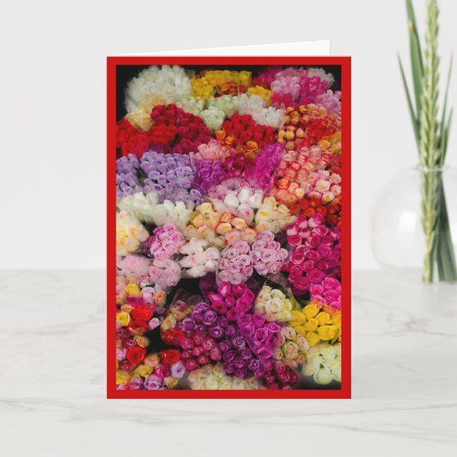 Festiva Cama de Rosas tarjeta de personalizable, El día de (Anverso)