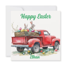 Camión de Pascua con Tarjeta de Huevos, Feliz Pasc
