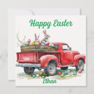 Festiva Camión de Pascua con Tarjeta de Huevos, Feliz Pasc
