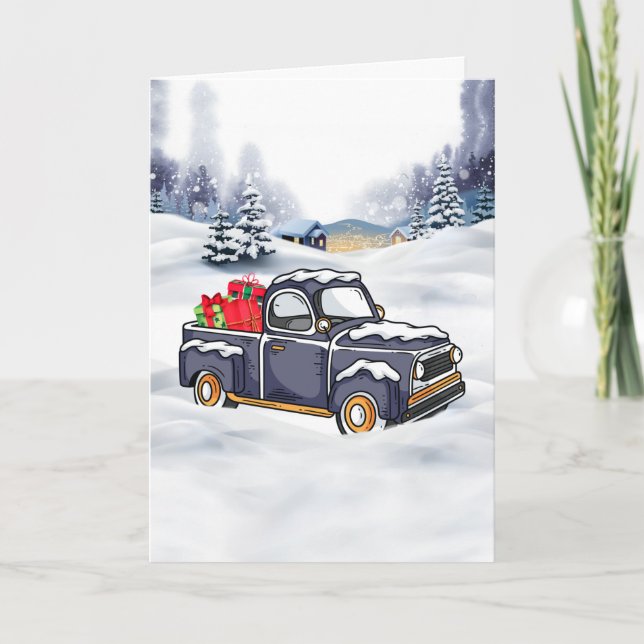 Festiva Camión de recogida con tarjeta de Navidades con ca (Anverso)