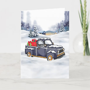Festiva Camión de recogida con tarjeta de Navidades con ca