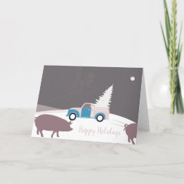 Festiva Camión inusual y tarjeta de felicitación de árbol 