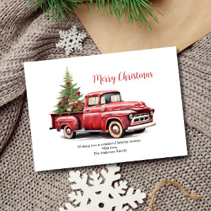 Festiva Camión rojo de recolección con tarjeta de árbol en