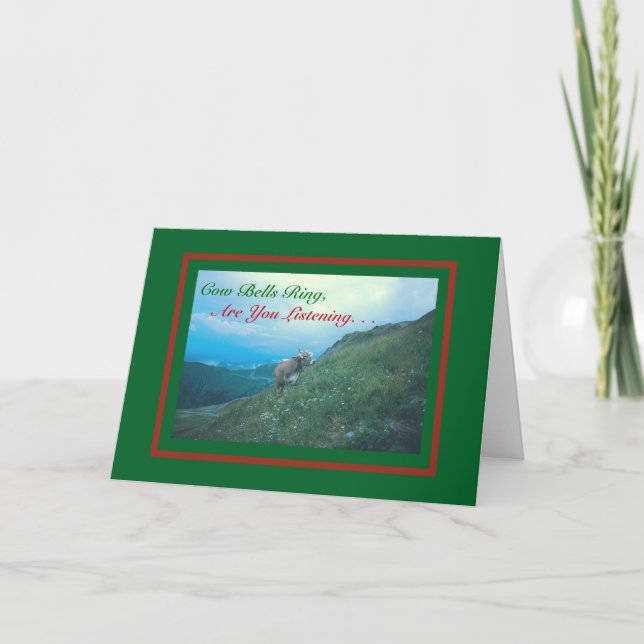 FESTIVA CAMPANAS ANILLO DE LA VACA DE LA TARJETA DE (Anverso)