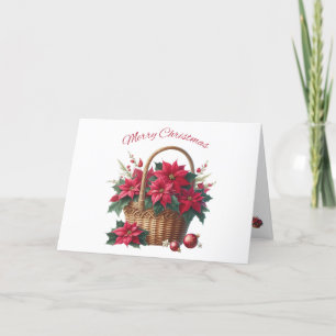 Festiva Canasta de la tarjeta navideña Poinsettias