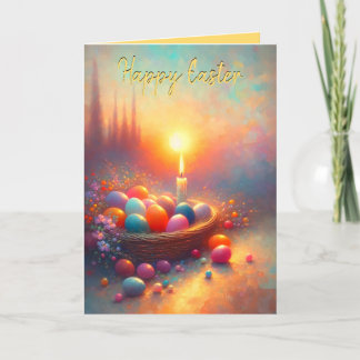 Festiva Canasta de Vela de Pascua Feliz Tarjeta de Fiesta