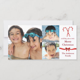 Festiva Candy Cane 3 Navidades de fotos - Tarjeta de fotos