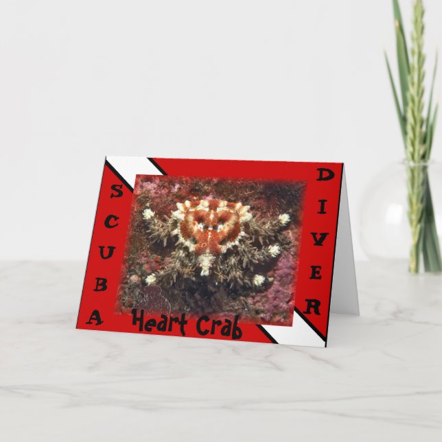 Festiva Cangrejo del corazón del buceador - tarjeta (Anverso)