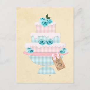 Festiva Capa de tarta de vintage con tarta de postal de ro