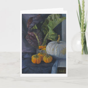 Festiva Caquis y verdes - tarjeta del arte, en blanco