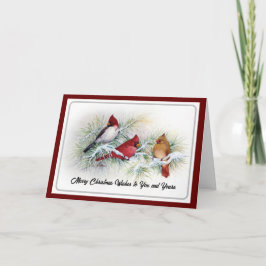Festiva Cardenales de invierno Tarjeta de Navidades de ave