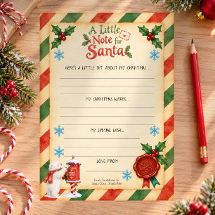 Festiva Carta a Santa Claus Polo Norte de tarjeta infantil
