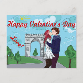 FESTIVA CARTA POSTAL DE AMOR EN PARÍS DÍA DE SAN VALENTÍN