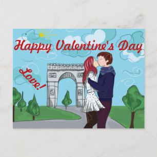 FESTIVA CARTA POSTAL DE AMOR EN PARÍS DÍA DE SAN VALENTÍN