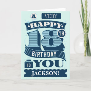 Festiva Cartas en negrita: tarjeta de cumpleaños número 18