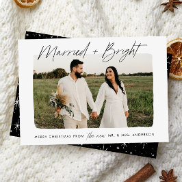 Festiva Casados y Brillante Tarjeta de Foto con Letra Negr