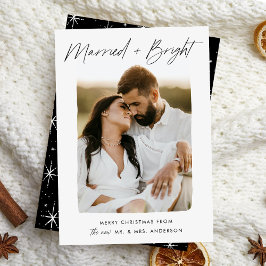 Festiva Casados y Brillante Tarjeta de Foto con Letra Negr