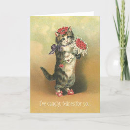 Festiva CAUGHT FELINES - lindo gato retro tarjeta de San V
