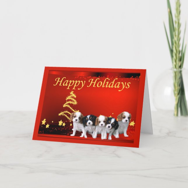 Festiva Cavalier King Charles Spaniel Navidades de tarjeta (Anverso)