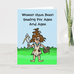 Festiva Cave Woman Seamstress Tarjeta De Saludo Personaliz