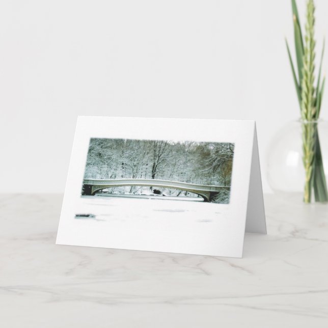 Festiva Central Park, NYC, Tarjeta de Navidades Bow Bridge (Anverso)