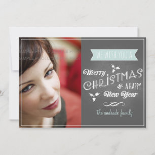 Festiva Chalkboard Tarjeta plana de vacaciones Navidades a