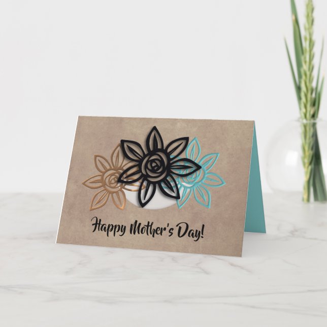 Festiva Cheery Aqua/Neutral Tarjeta del Día de la Madre Fl (Anverso)