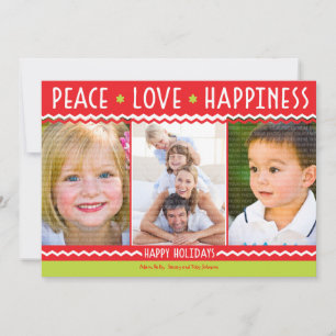 Festiva Cheery Holiday Chevron Stripes 3 Tarjeta fotográfi