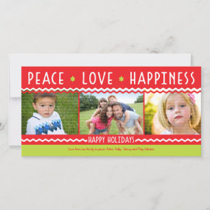 Festiva Cheery Holiday Chevron Stripes 3 Tarjeta fotográfi