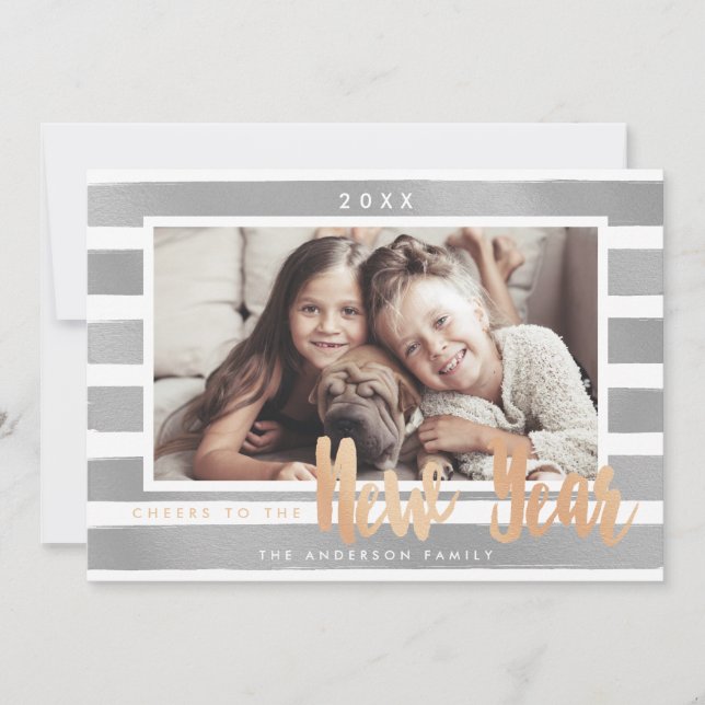 Festiva Cheque de Año Nuevo - tarjeta fotográfica (Anverso)