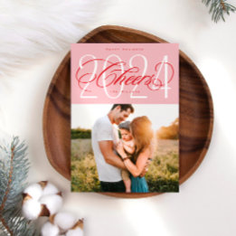 Festiva Chequeos rosas para la tarjeta de fotos navideña d