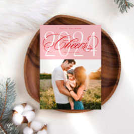 Festiva Chequeos rosas para la tarjeta de fotos navideña d