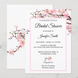 Festiva Cherry Blossom Bridal Shower Tarjeta Boda rosa