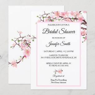Festiva Cherry Blossom Bridal Shower Tarjeta Boda rosa