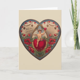 Festiva Cherub victoriano y tarjeta de felicitación Heart