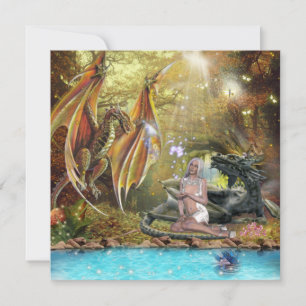 Festiva Chica con tarjeta de vacaciones plana Dragons