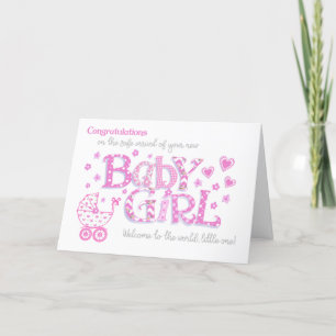 Festiva Chica de recién nacido felicitaciones tarjeta de c